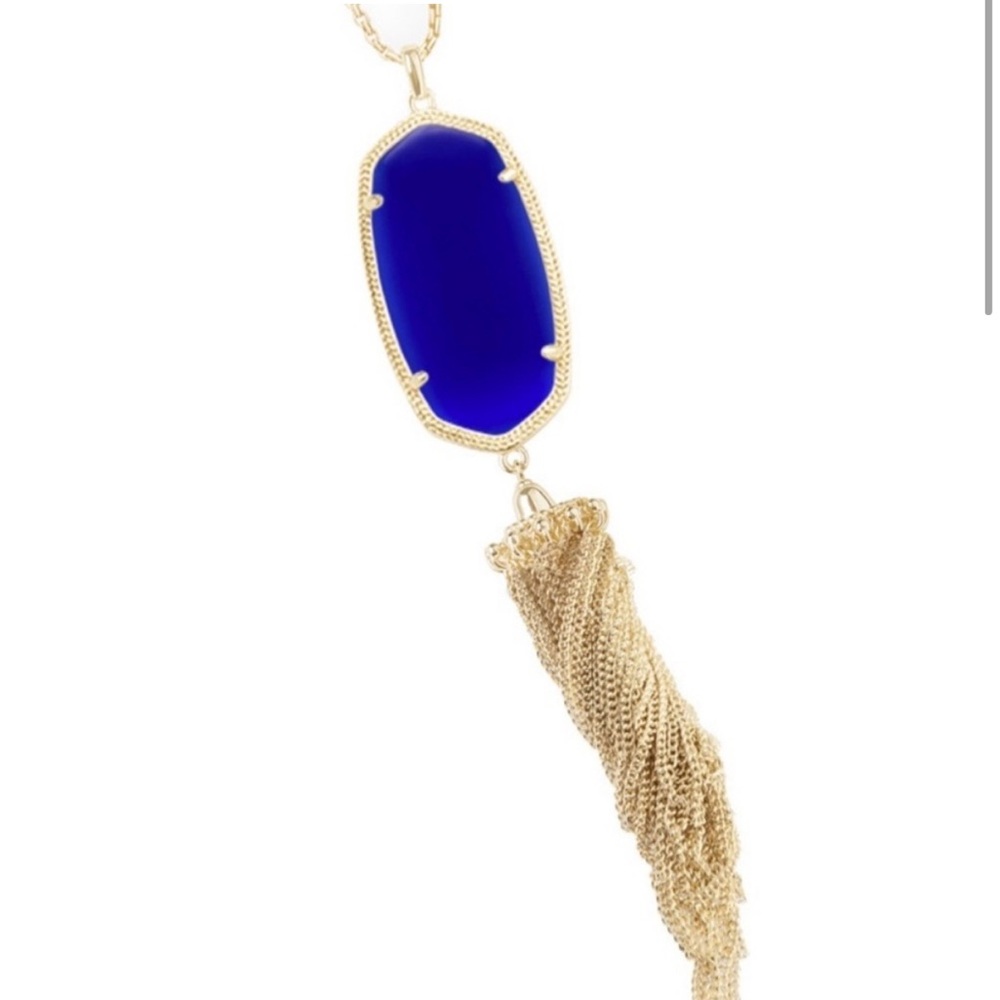 Kendra Scott Rayne Cobalt Blue Cat's Eye Pendant
Gold Tassel Long Necklace